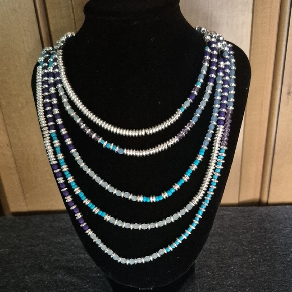 Chico's Jewelry - Chico's Silver and Blue Layered Necklace